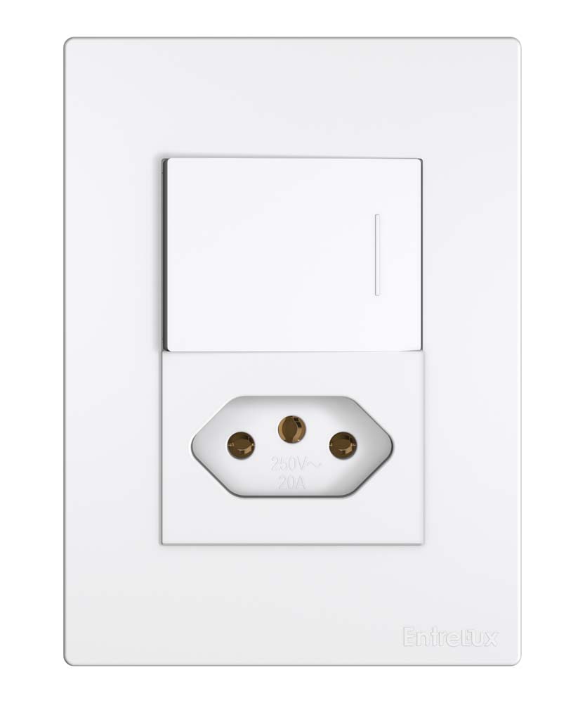 Classic 4×2 interruptor + tomada branco