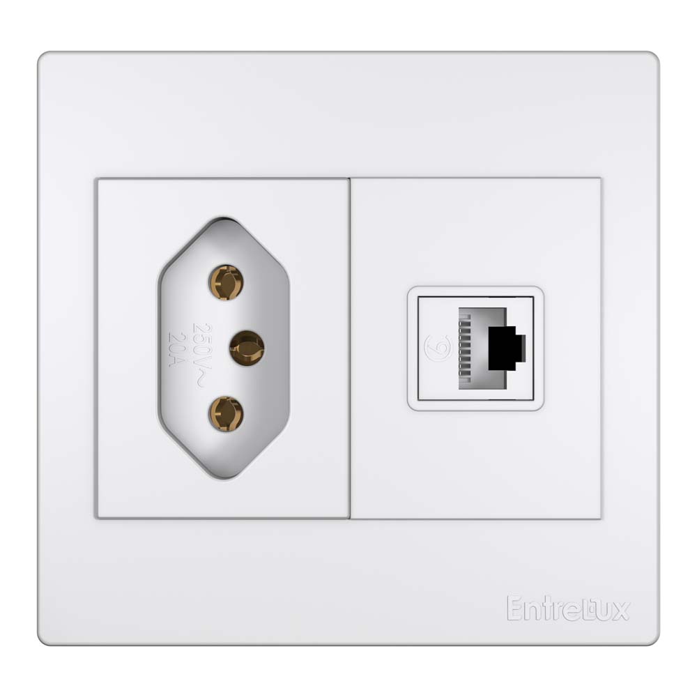 Fit classic tomada + RJ45 branco