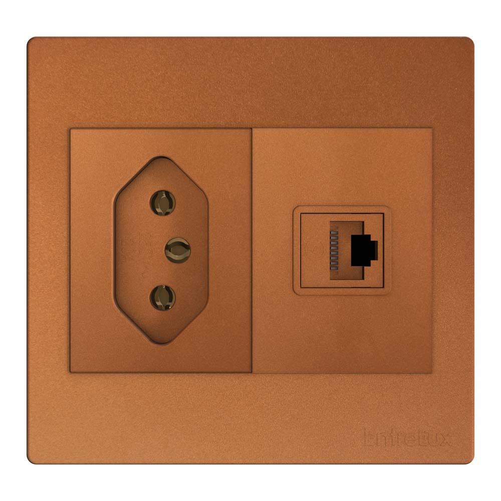 Fit clean tomada + RJ45 bronze